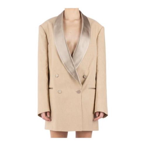 Dries Van Noten Kräm Oversize Tuxedo Blazer Beige, Dam