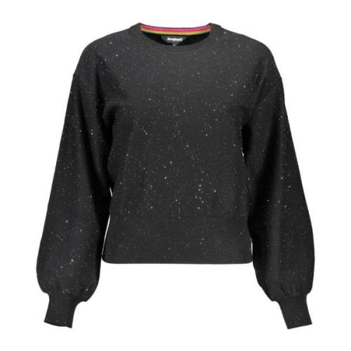 Desigual Svart Polyestertröja med Kontrasterande Detaljer Black, Dam