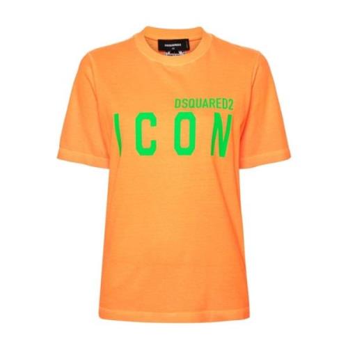 Dsquared2 Fluorescerande Orange Logo T-shirts och Polos Orange, Dam
