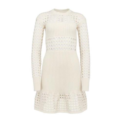 Alexander McQueen Vit Mesh Design Flared Klänning White, Dam