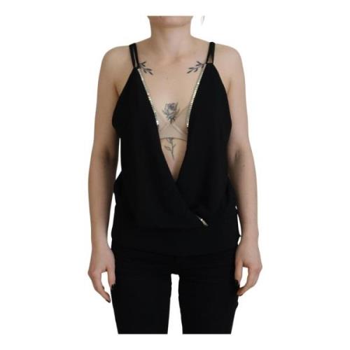 Dsquared2 Svart Embellished Djup V-ringad Tanktop Black, Dam