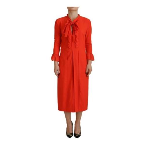 Dsquared2 Röd Veckad Midi Klänning Elegant Stil Red, Dam