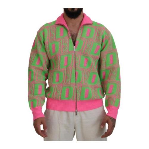 Dsquared2 Krags Zip Sweater Rosa Grön Multicolor, Herr