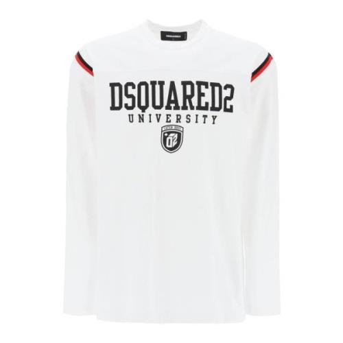Dsquared2 Varsity Logo Långärmad T-shirt White, Herr