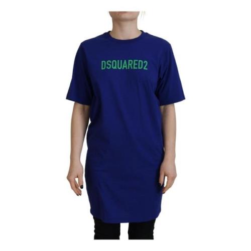 Dsquared2 Blå Logo Bomull Crewneck Tee Blue, Dam