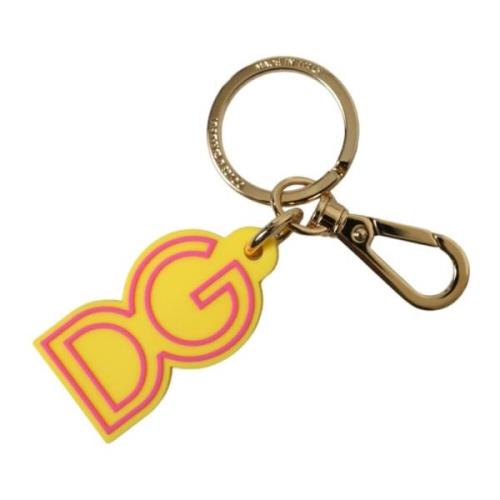 Dolce & Gabbana Logotyp Nyckelring Nyckelring i Guld Yellow, Dam