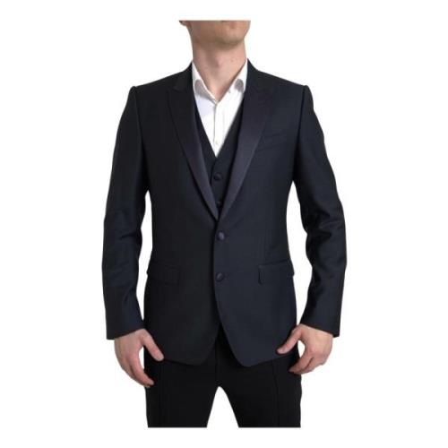 Dolce & Gabbana Blå Slim Fit 2-Delat Kostym Blue, Herr