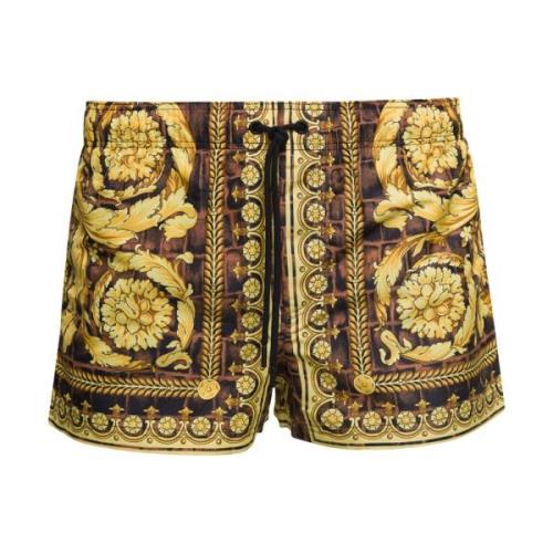 Versace Gul Hav Kläder Shorts Baroccodile Multicolor, Herr