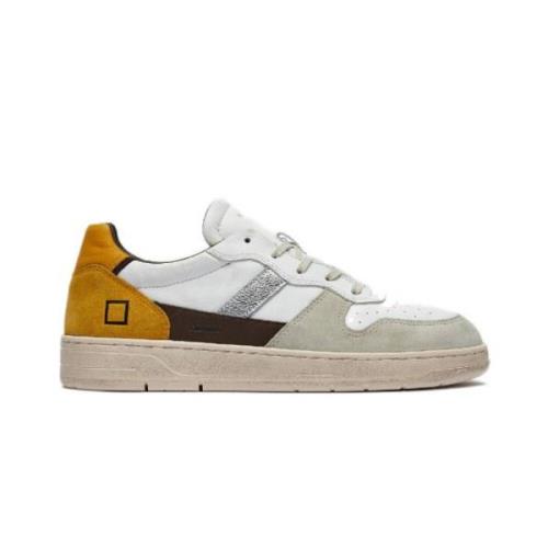 D.a.t.e. Vintage Calf White-Ocher Sneakers Multicolor, Herr