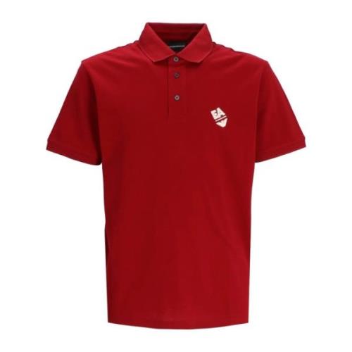 Emporio Armani Röd Polo Skjorta med Logo och Örn Broderi Red, Herr