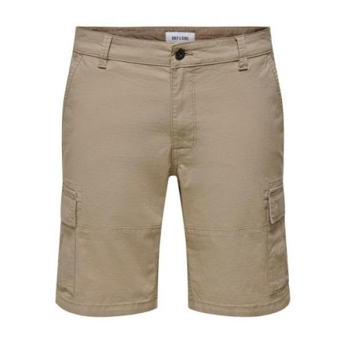 Only & Sons Cargo Bermuda Shorts för Män Beige, Herr