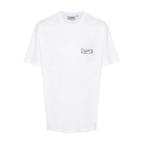 Carhartt Wip Stamp Grafisk Bomull T-shirt White, Herr