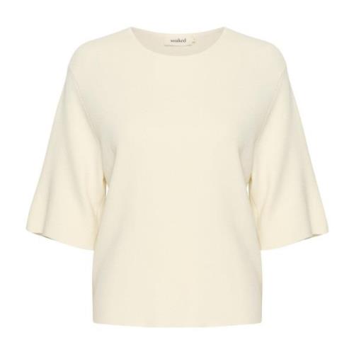 Soaked in Luxury Vit Stickad Pullover Slindianna Whisper White, Dam