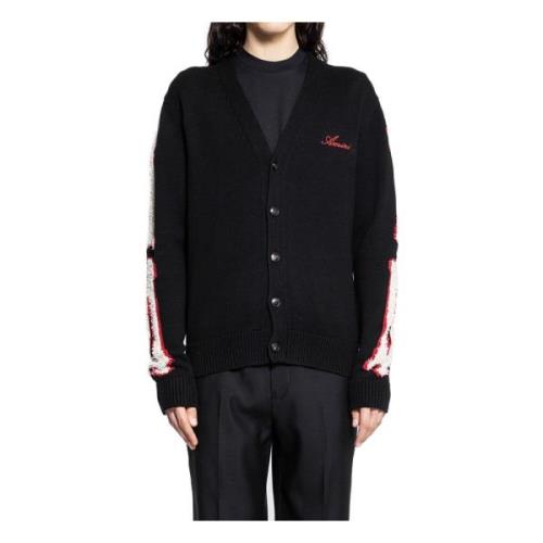 Amiri Chenille Bones Stickad Kofta Black, Herr