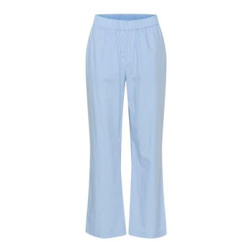 Saint Tropez Chambray Elastisk Midja Breda Ben Byxor Blue, Dam