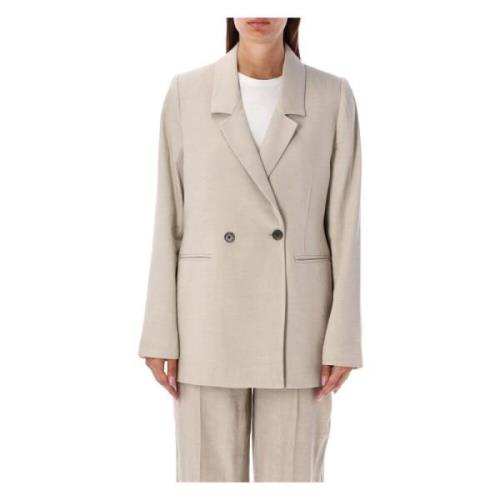 Anine Bing Beige Linne Diana Blazer Jacka Beige, Dam