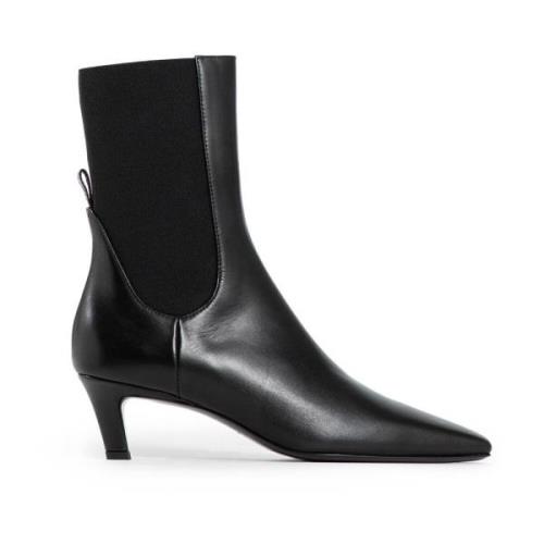 TotêMe Svart Läder Mid Häl Boot Black, Dam