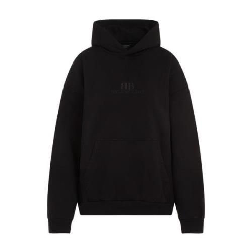 Balenciaga Svart Tvätt Hoodie Black, Dam