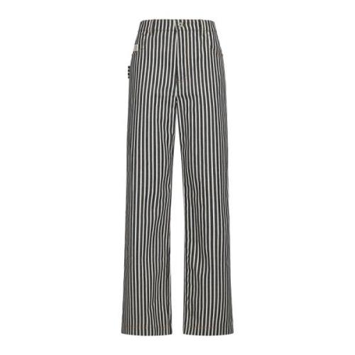 Bottega Veneta Pinstriped Denim Jeans Straight Leg Blue, Dam