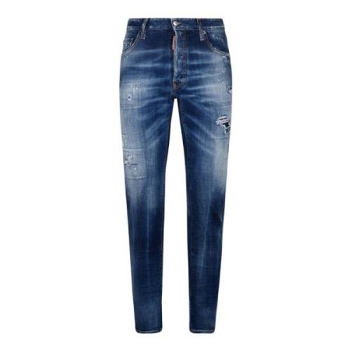 Dsquared2 Marinblå Denim Jeans Slim Fit Blue, Herr