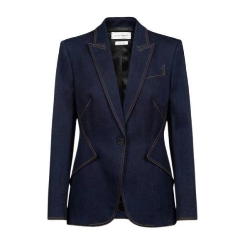 Alexander McQueen Blazer i jeans-look Blue, Dam