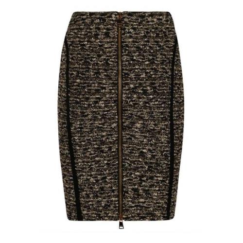 Balmain Lurex Tweed Knälång Kjol Black, Dam