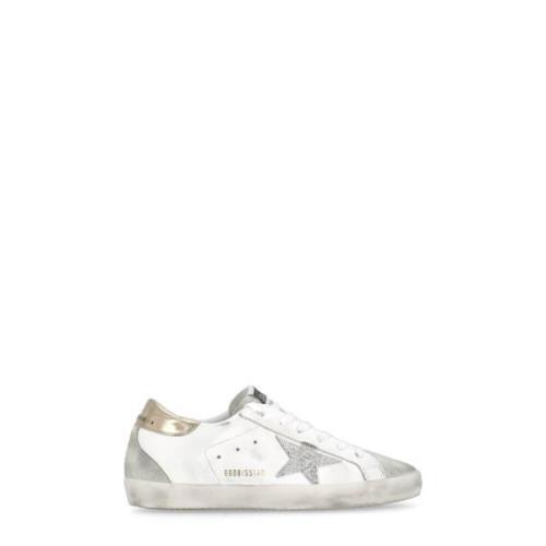 Golden Goose Vita Lädersneakers med Mockadetaljer White, Dam