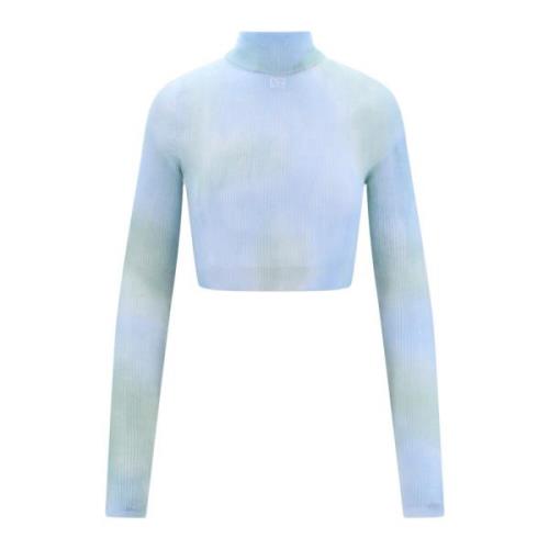 Off White Tie-Dye Crop Top Blue, Dam