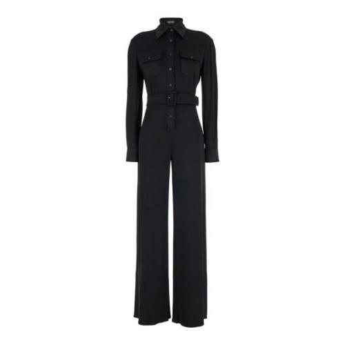 Tom Ford Svart Satin Stretch Jumpsuit Black, Dam