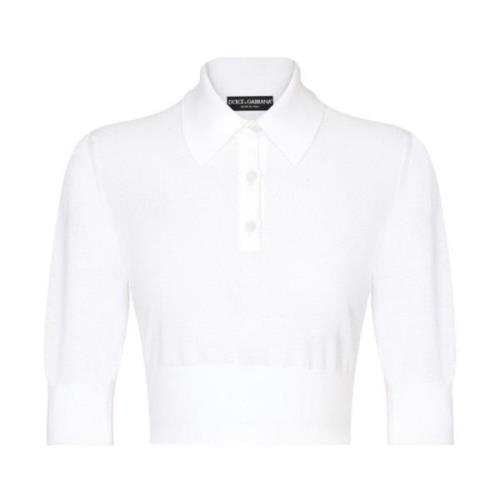 Dolce & Gabbana Vit Polo Cropped T-shirts och Polos White, Dam