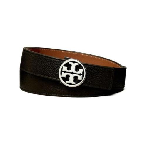 Tory Burch Vändbar Läderbälte i Brun/Svart Black, Dam