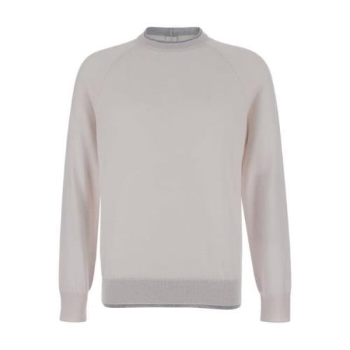 Eleventy Beige Merino Sweater Dubbel Krage Beige, Herr