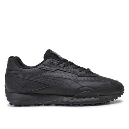 Puma Svarta Läder Rider Skor Black, Herr