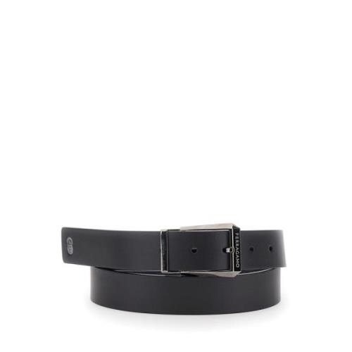 Salvatore Ferragamo Svart Logospänne Bälten Black, Herr