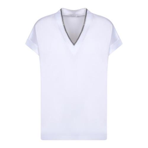 Brunello Cucinelli Vit Bomull T-shirt Kort Ärm White, Dam