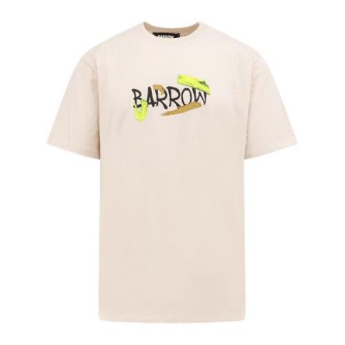 Barrow Logo Print Bomull T-Shirt Beige, Herr
