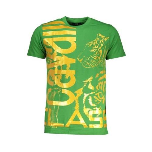 Cavalli Class Tryck Logo Rund Hals T-shirt Green, Herr