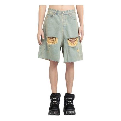 Vetements Blå Sand Förstörda Baggy Shorts Blue, Herr