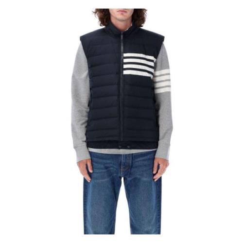 Thom Browne Marinblå Dunfylld Ski Vest 4-Bar Stripe Blue, Herr