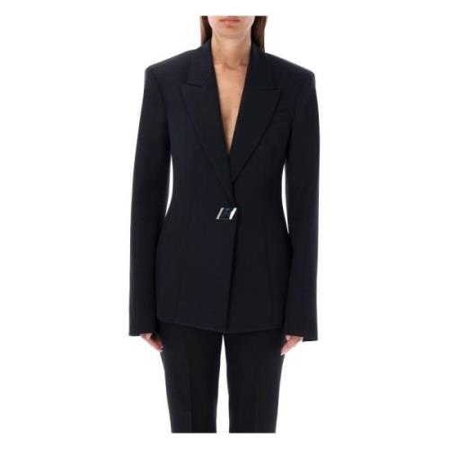 The Attico Svart Single Breast Blazer Jacka Black, Dam