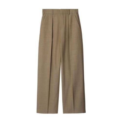 Burberry Herringbone Wool Trousers Beige, Herr