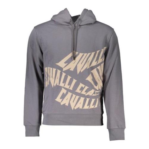 Cavalli Class Modig Logotryck Hoodie Gray, Herr