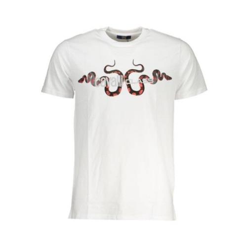 Cavalli Class Tryckt Logotyp Rund Hals T-shirt White, Herr