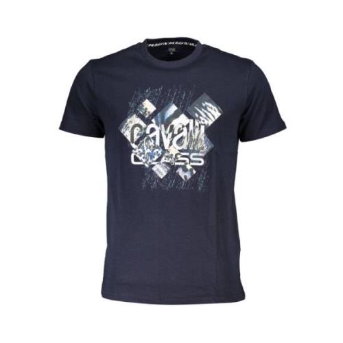Cavalli Class Tryckt Logot-shirt Kortärmad Rund Hals Blue, Herr