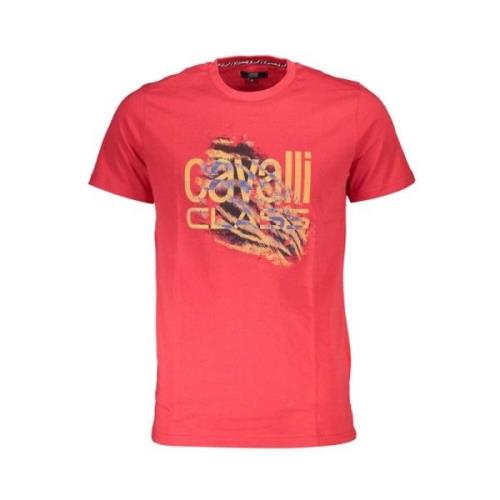 Cavalli Class Tryckt Logotyp Rund Hals T-shirt Pink, Herr
