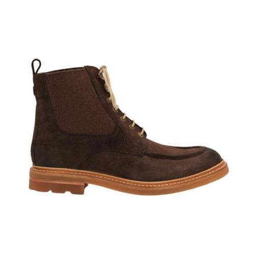 Lottusse Mocha Deer läder Lace-Up Ankelboots Brown, Herr