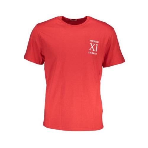Bikkembergs Tryck Logo Rund Hals T-Shirt Red, Herr