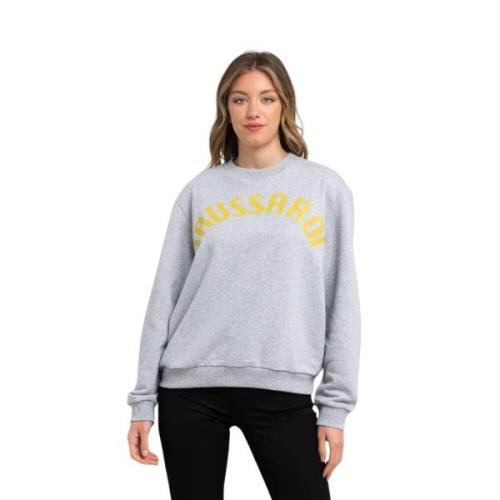 Trussardi Oversized Sweatshirt i Bomullsblandning med Rund Hals Gray, ...