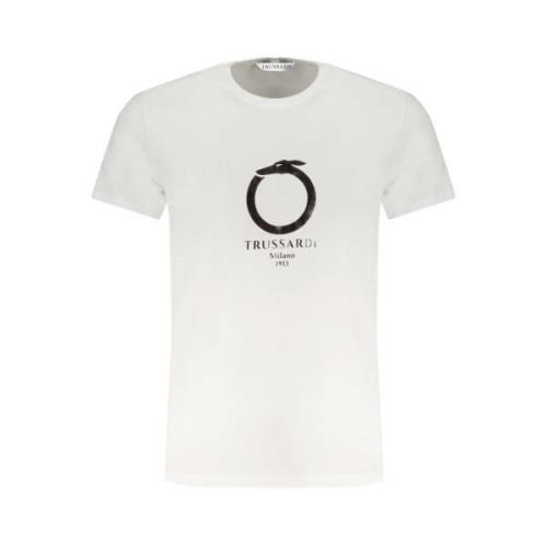 Trussardi Tryckt Logotyp Rund Hals T-shirt White, Herr