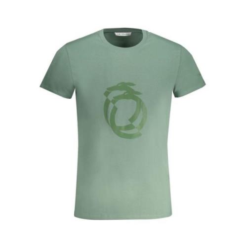 Trussardi Tryck Logo Rund Hals T-shirt Green, Herr